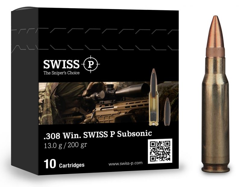 SWISS P cal.308 Win TARGET BTHP SUBSONIC 200gr - 11.3 grammes /10