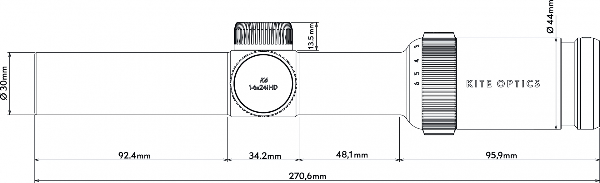 KITE OPTICS K6 16x24 HD ret.4AI Lumineux Optiques sur