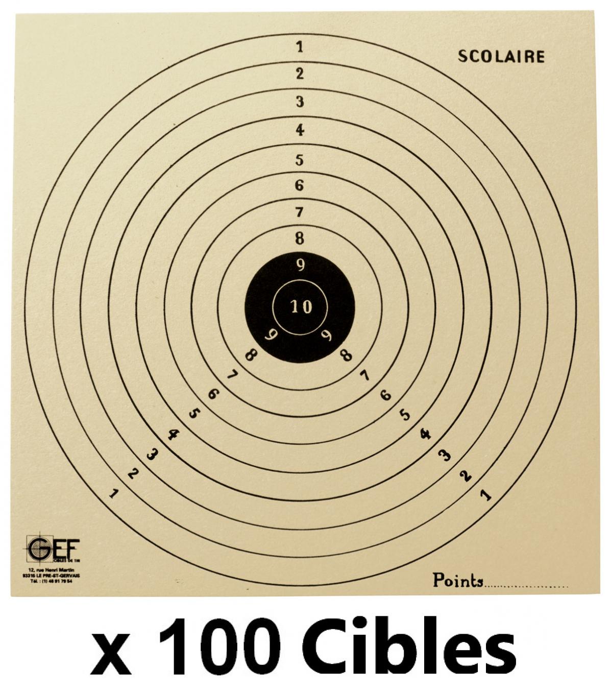 Cibles de tir en carton GEF CARABINE 10 M 10 x 10 cm - Armurerie