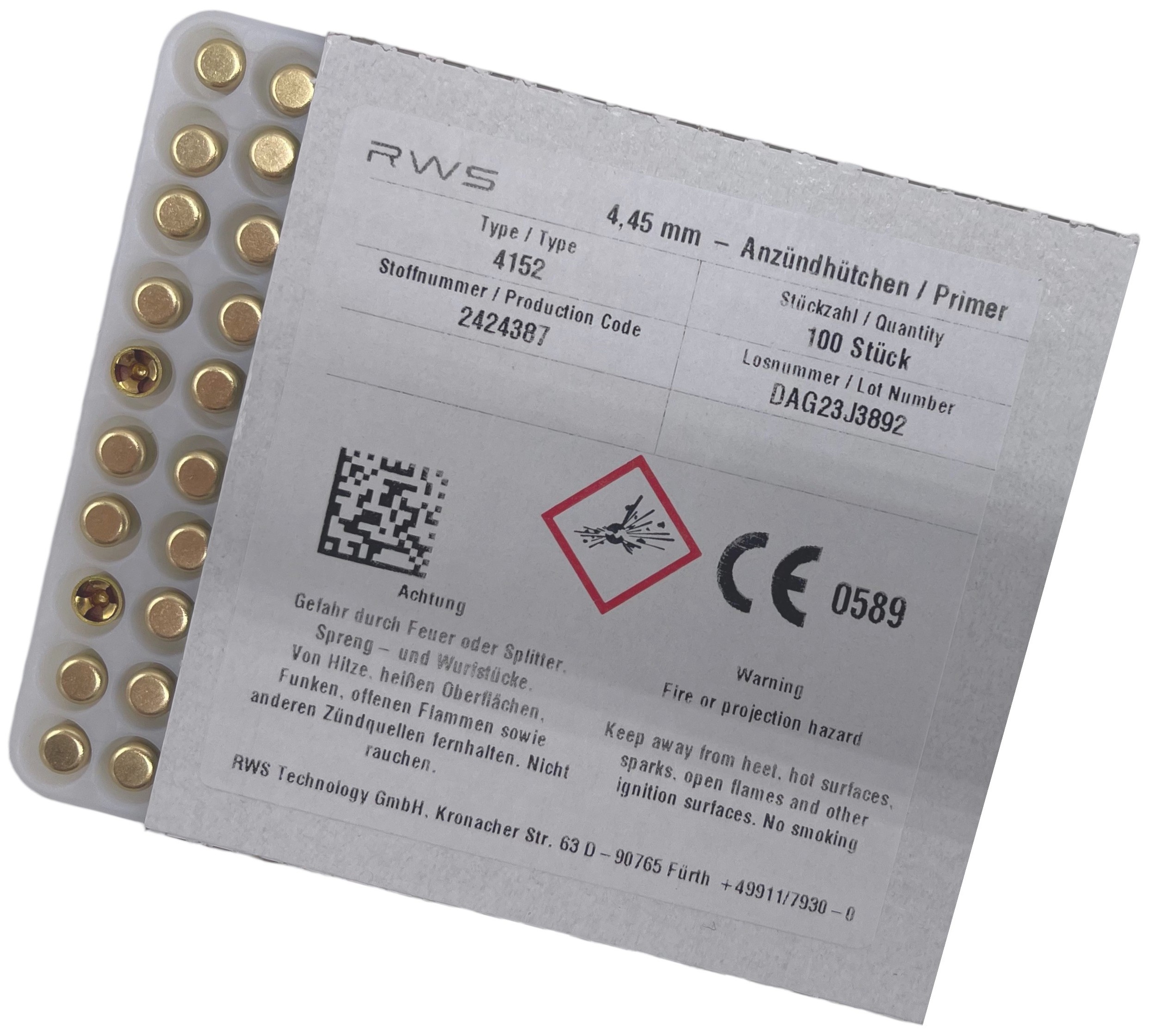 Sachet de 100 cales amorces (ou gardes-amorces) aux choix pour revolver