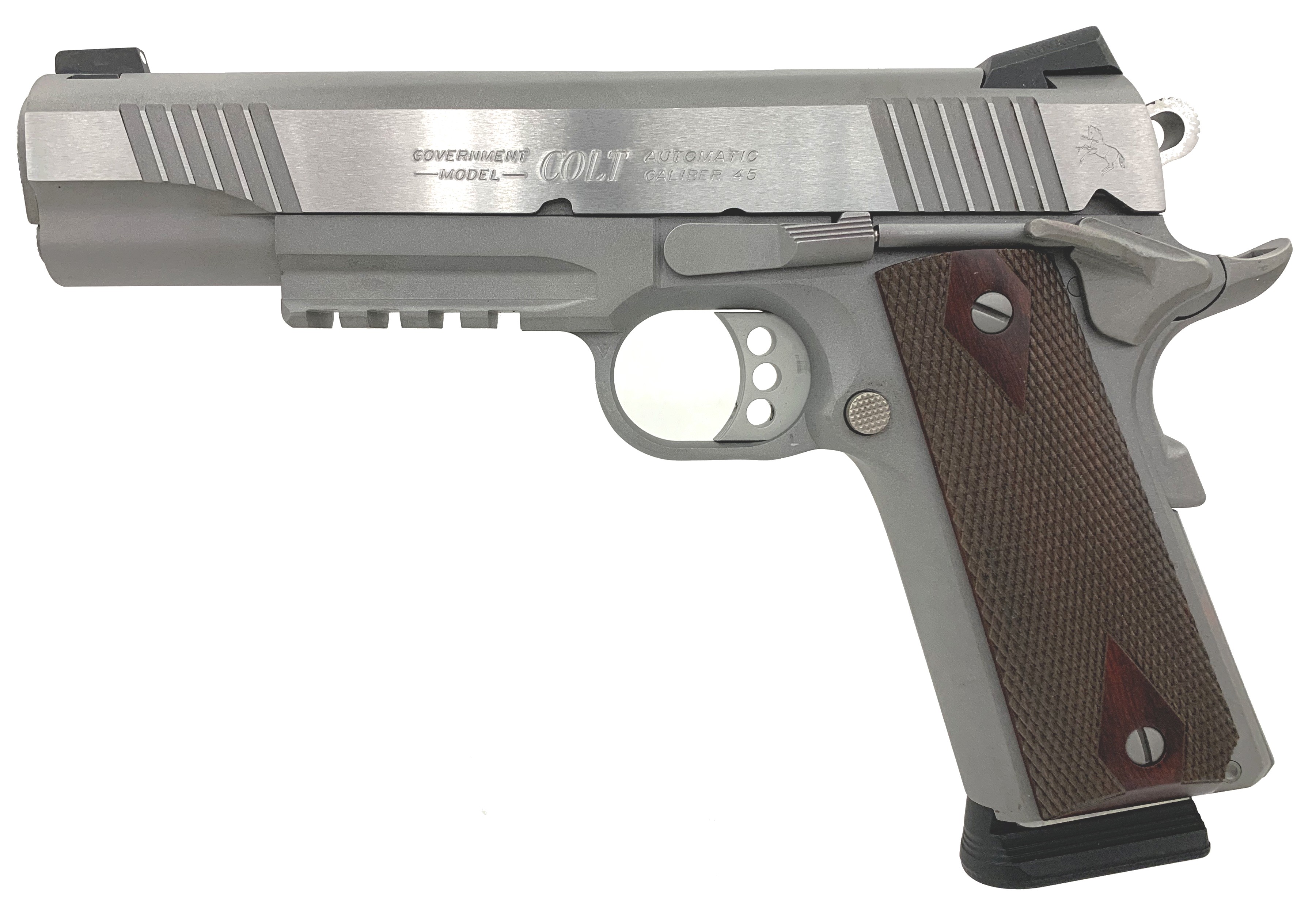 Pistolet 1911 COLT GOVERNMENT Rail Gun Inox cal.45 ACP Armurerie Lavaux