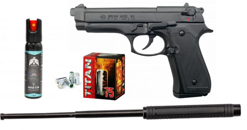 Pistolet d'alarme 6mm ou 9mm (catégorie D), à gaz ou co2, à blanc ou gomm  cogne : kimar (92, lady k, 911), bruni (glock 17).