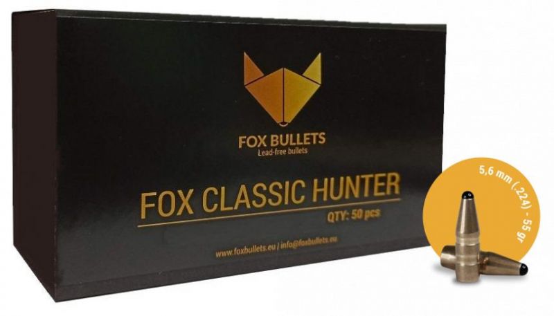 Ogives Sans Plomb Monolithiques FOX Classic Hunter cal.222-223 Rem (5.6mm) 55gr /50