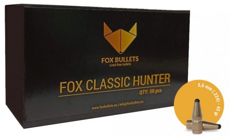 Ogives Sans Plomb Monolithiques FOX Classic Hunter cal.222-223 Rem (5.6mm) 45gr /50