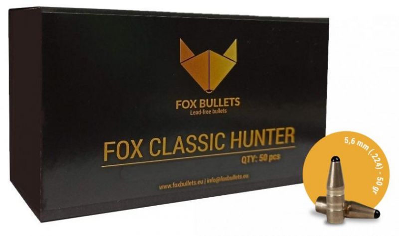 Ogives Sans Plomb Monolithiques FOX Classic Hunter cal.222-223 Rem (5.6mm) 50gr /50