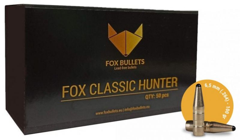 Ogives Sans Plomb Monolithiques FOX Classic Hunter cal.264 (6.5mm) 100gr /50