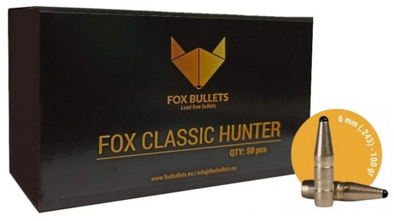 Ogives Sans Plomb Monolithiques FOX Classic Hunter cal.243 Win (6mm) 100gr /50