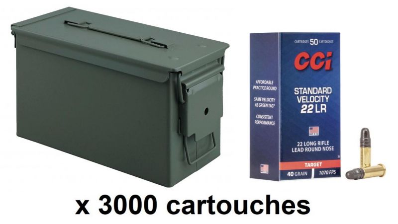 CCI 22lr Standard /Caisse OLIVE 3000 cartouches