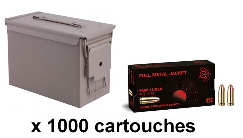 GECO cal.9mm PARA FMJ /Caisse TAN 1000 cartouches
