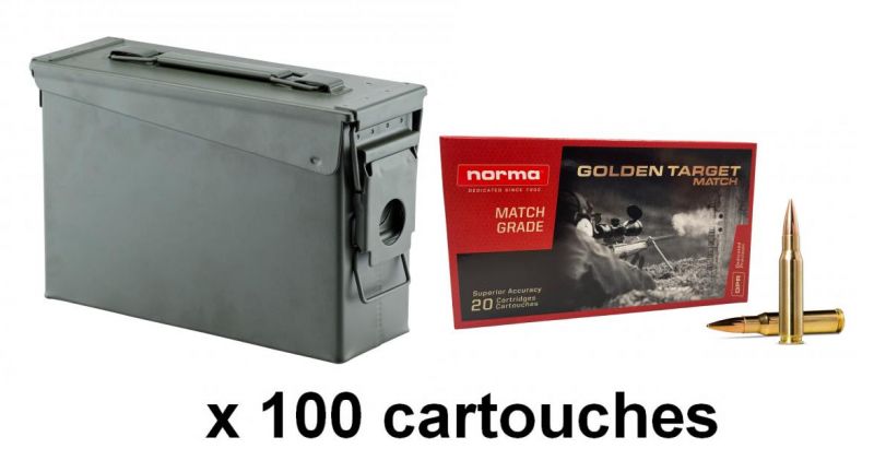NORMA cal.308 Win GOLDEN TARGET HPBT GTX 168 grains - 10.9 grammes /Caisse OLIVE 100 cartouches