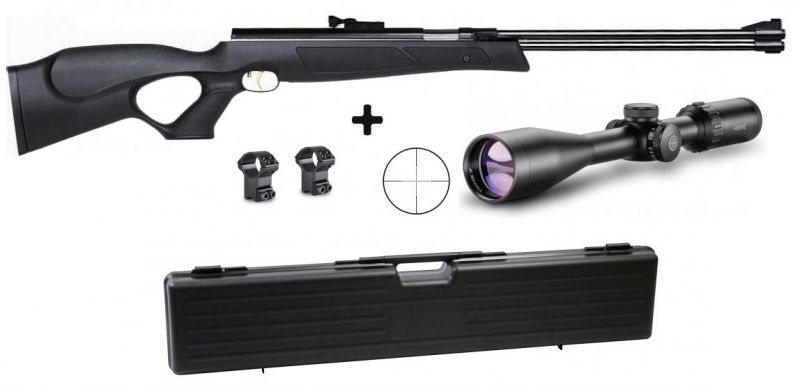 Carabine à air comprimé WEIHRAUCH HW 77 Black Line ''lunette HAWKE Varmint 4-16x44 mildot et mallette ABS'' cal.4,5mm