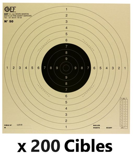 Cibles de tir en carton GEF CARABINE 10 M 10 x 10 cm - Armurerie