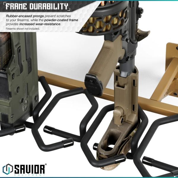 Savior Rifle Rack Lock Râtelier murale SAVIOR Rifle Wall Rack TAN pour 6 armes longues - Armes ...
