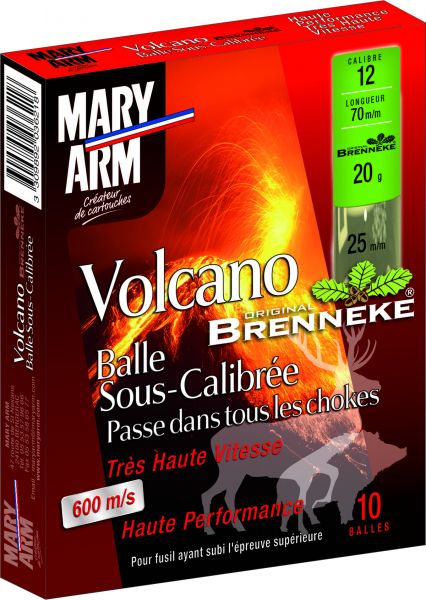 Balles MARY ARM Volcano cal.12/70 20gr HP Brenneke sous calibrée (boite de 10)