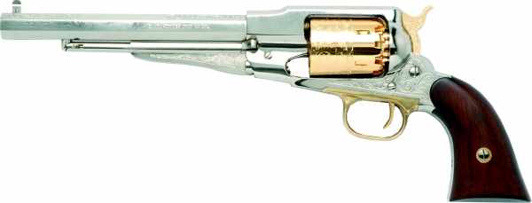 Revolver à Poudre Noire Pietta REMINGTON 1858 Nickelé Doré 