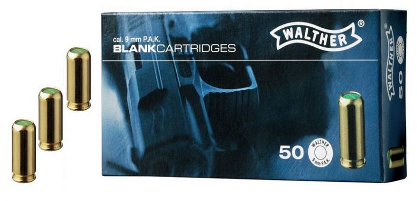 Cartouches à blanc 9mm PISTOLET WALTHER x50