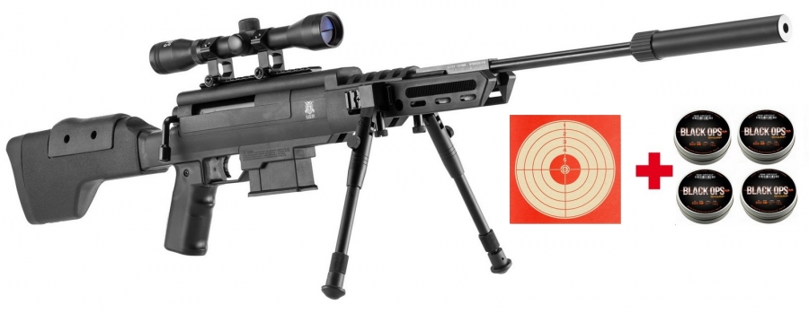Carabine à plombs BLACK OPS Sniper Tactical cal.4,5mm "Pack loisir"