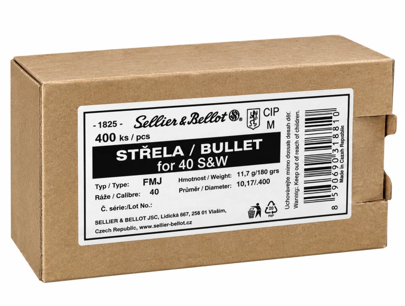 Ogives SELLIER BELLOT cal.40 SW FMJ 180gr /400