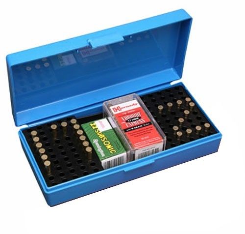 Boite à munitions MTM SB-200 Bleu cal.22 Lr/17 Hmr