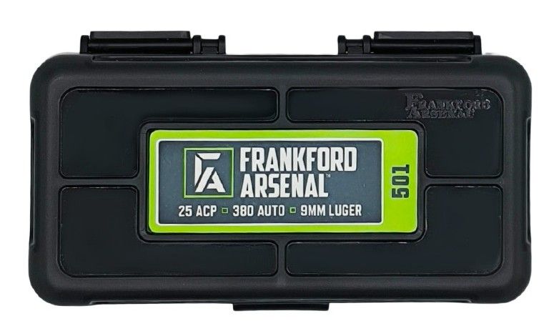 Boite à munitions FRANKFORD ARSENAL 50 cartouches cal.9mm Para "Translucide fumée"