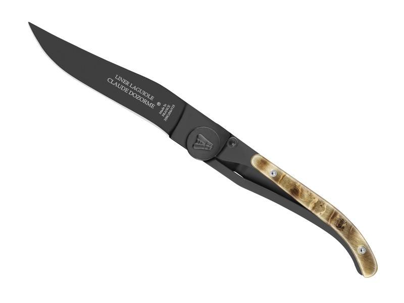 LAGUIOLE DOZORME LINER LOCK CORNE BELIER/NOIR 11CM INOX 