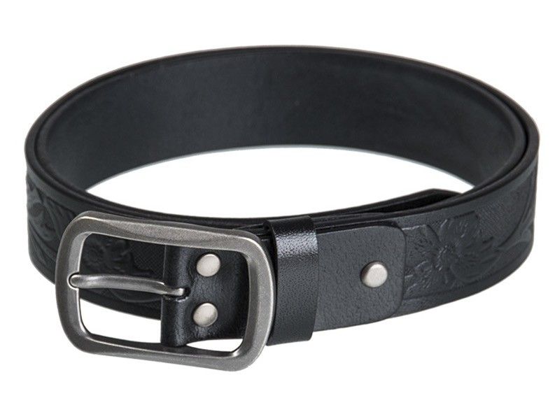 Ceinture en cuir noire WESTERN