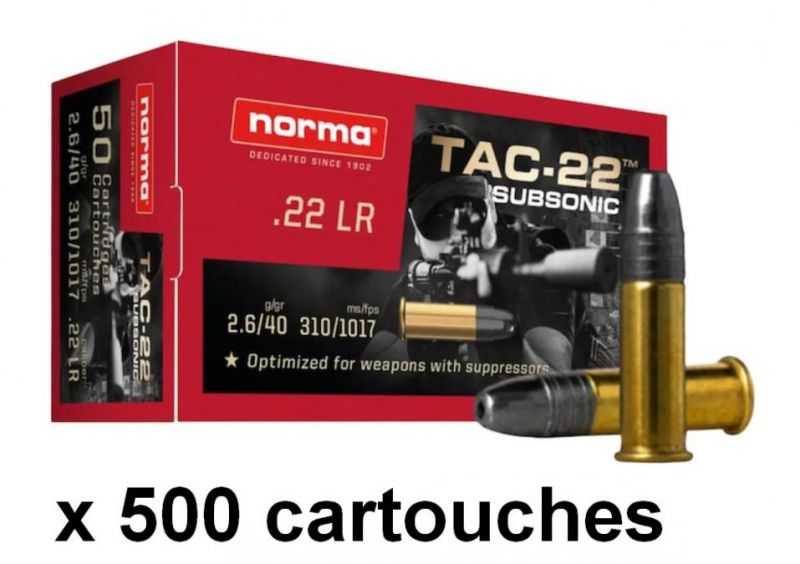 NORMA 22 Lr TAC Subsonic Hollow Point (Spécial Silencieux) /500