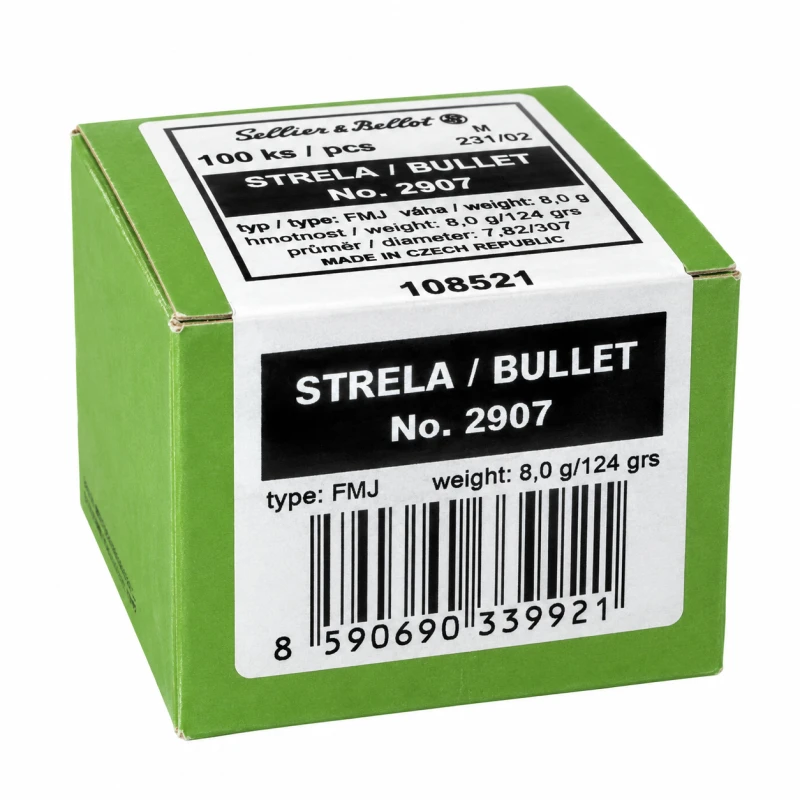 Ogives 2907 SELLIER BELLOT cal.7,62x39 FMJ 123gr /100