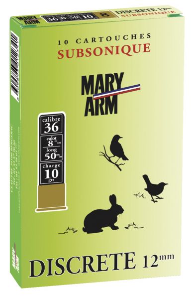 Cartouches subsonique MARY ARM Discrète 12mm n°6 /10