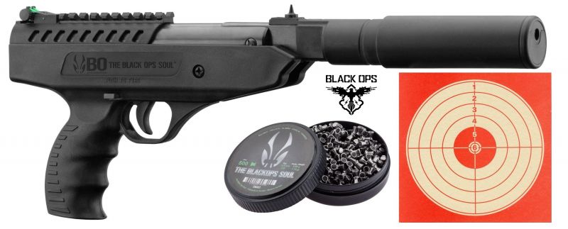 Pistolet à plombs BLACK OPS Langley Silencer (10 joules) "Pack Loisir" cal.4,5mm