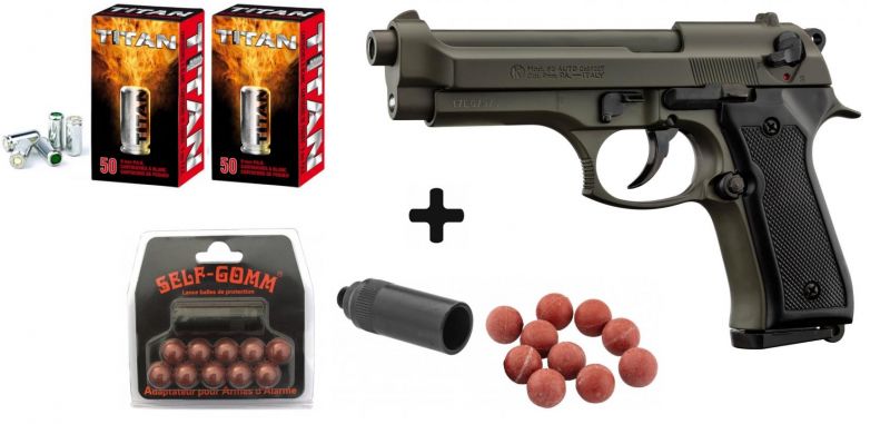 Pistolet KIMAR 92 Auto OD Green Cal.9mm PA (M8x100) "Pack Sécurité"