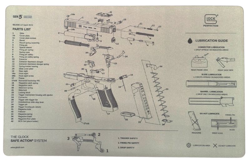 Tapis de démontage gris GLOCK 17 Gén.5