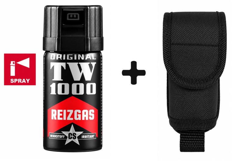 Bombe lacrymogène Gaz CS Man TW1000 - 40 ml avec étui cordura