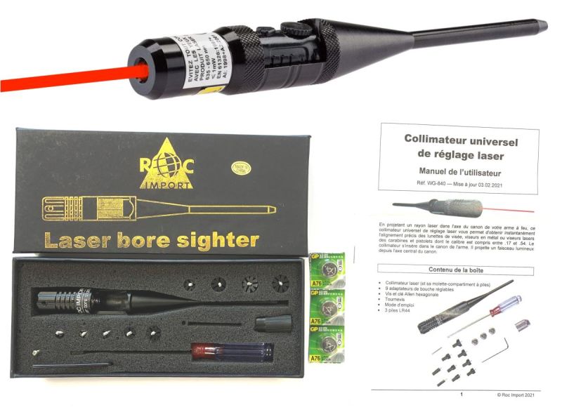Pointeur Laser pour réglage LASER BORE SIGHTER (collimateur) cal.4,5mm/cal.22 Lr au cal.54