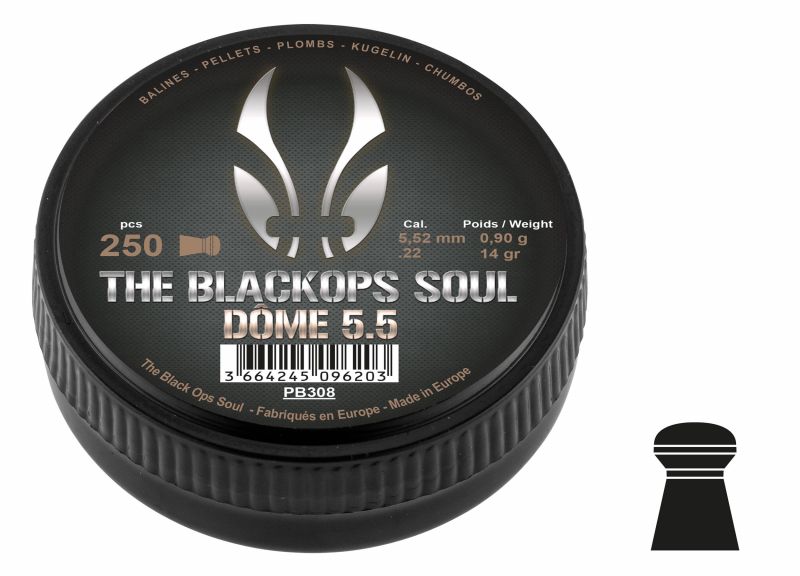 Plombs cal.5,5mm BLACK OPS SOUL Dôme (0.90gr) /250