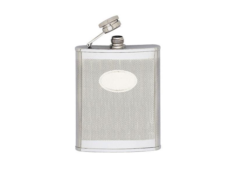 Flasque 180 ML Inox guilloché avec écusson