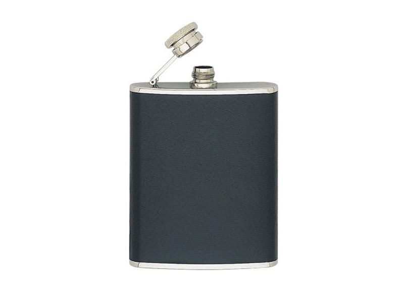 Flasque 180 ML Inox gainée façon cuir noire