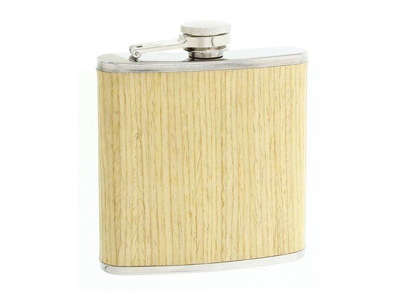 Flasque 180 ML Inox gainée bois Hetre