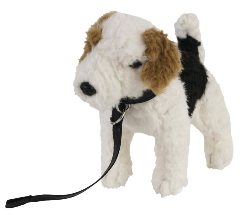 Peluche Chien FOX TERRIER avec laisse 27 cm