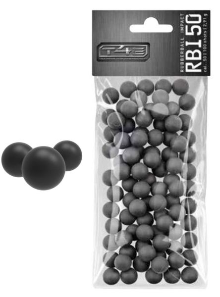 Sachet de 100 Billes caoutchouc avec noyau acier RBI50 T4E cal.50 (12.7mm) 2.91g