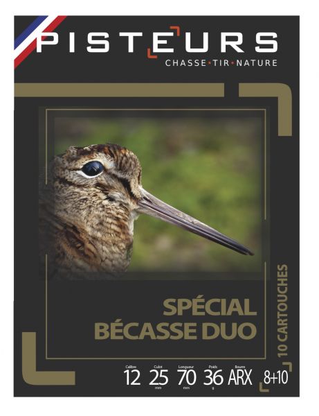 Cartouches Spécial Bécasse Duo PISTEUR cal.12/70 n°8+10 (boite de 10)
