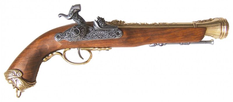 Réplique DENIX Pistolet Pirate à percussion Italie XVIIIe S Doré