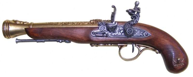 Réplique DENIX Pistolet Pirate Spark Gun XVIIIe S GAUCHER Doré