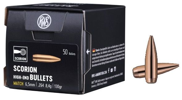 Ogives RWS cal.264 (6,5mm) SCORION Match 130 gr /50