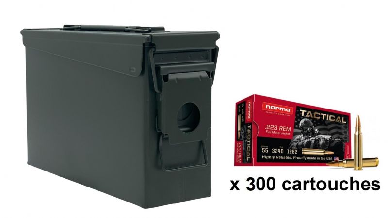 NORMA cal.223 Rem Tactical FMJ 55gr /Caisse OLIVE 300 cartouches