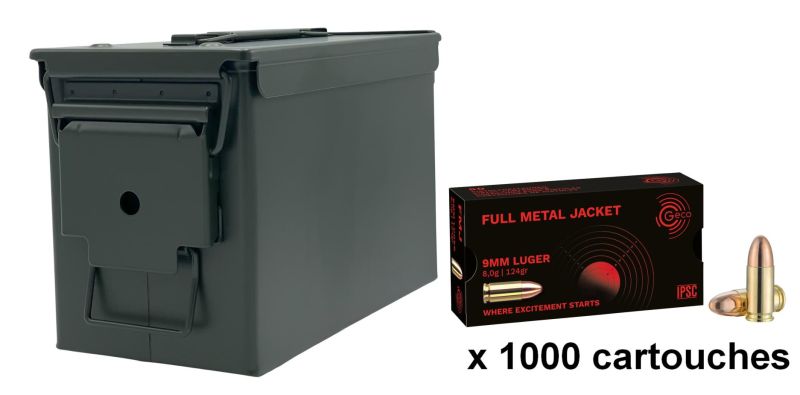 GECO cal.9mm PARA FMJ /Caisse OLIVE 1000 cartouches