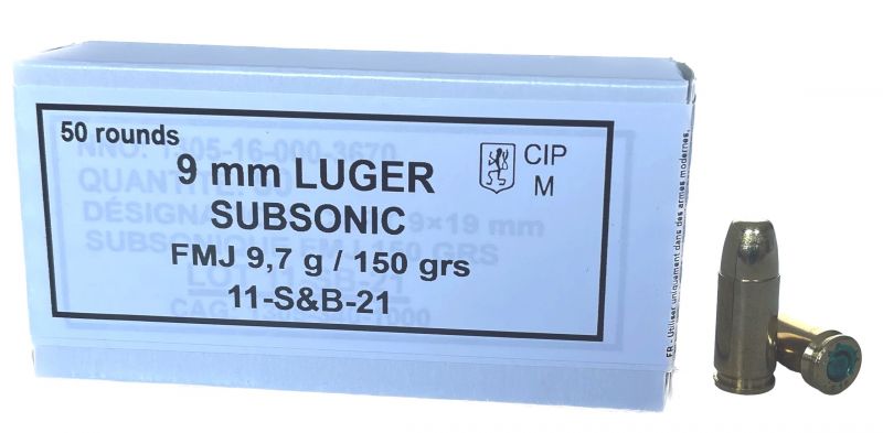 SELLIER BELLOT cal.9x19 FMJ SUBSONIC (150gr) /50
