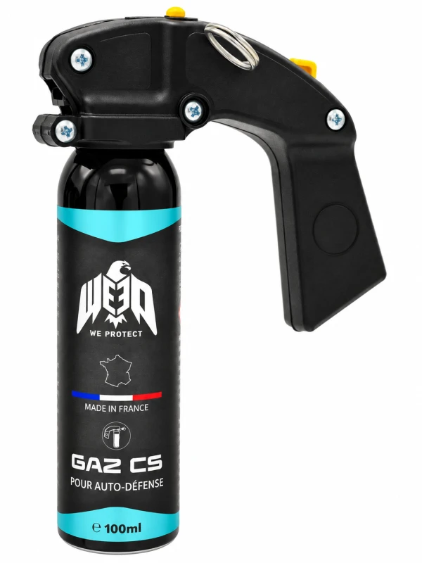 Bombe lacrymogène Gaz CS 70% WE PROTECT - 100ml avec poignée