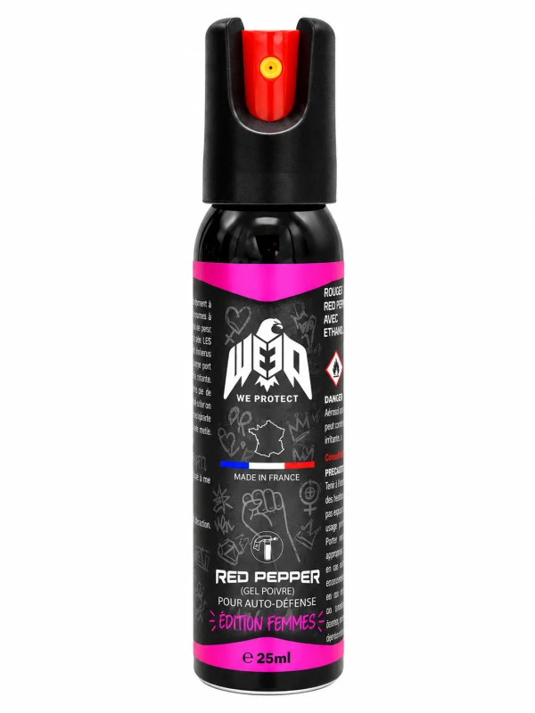 Bombe au poivre de poche Gel Red Pepper Femme rose WE PROTECT - 25ml