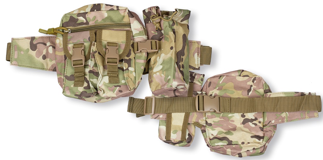 Sac Banane Tactique Camouflage – Système à Ressorts – Neuf – Vegetato/Noir